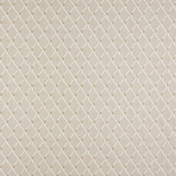 Amira Fabric - Parchment by white geometric embroideried fabric from Kai