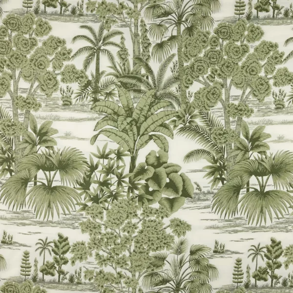 Laurent Fabric - Aloe by green botanical woven fabric from Kai
