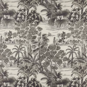 black-grey botanical woven fabric from Kai