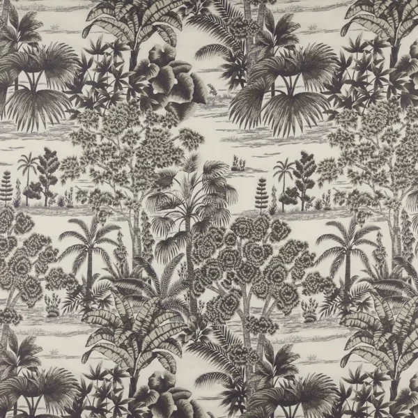 Laurent Fabric - Aniseed by black-grey botanical woven fabric from Kai