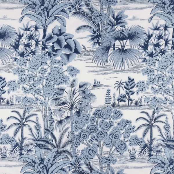 Laurent Fabric - Sky by blue botanical woven fabric from Kai