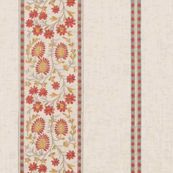 Brockenhurst Fabric - Bordeaux by red striped woven fabric from Porter & Stone