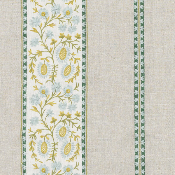 Brockenhurst Fabric - Jade by green striped woven fabric from Porter & Stone