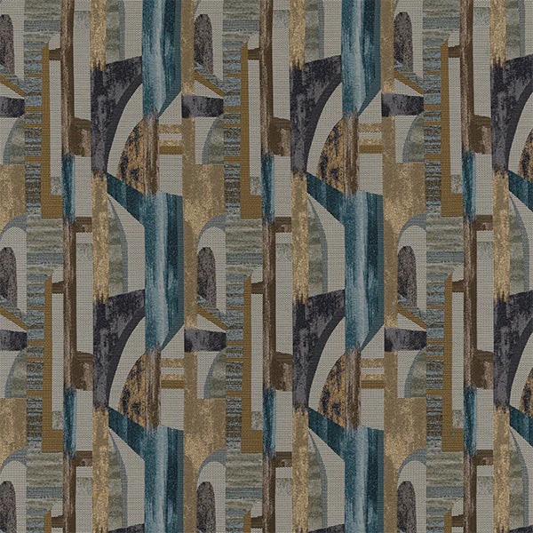 Berlin Fabric - Teal by blue contemporary woven fabric from Porter & Stone
