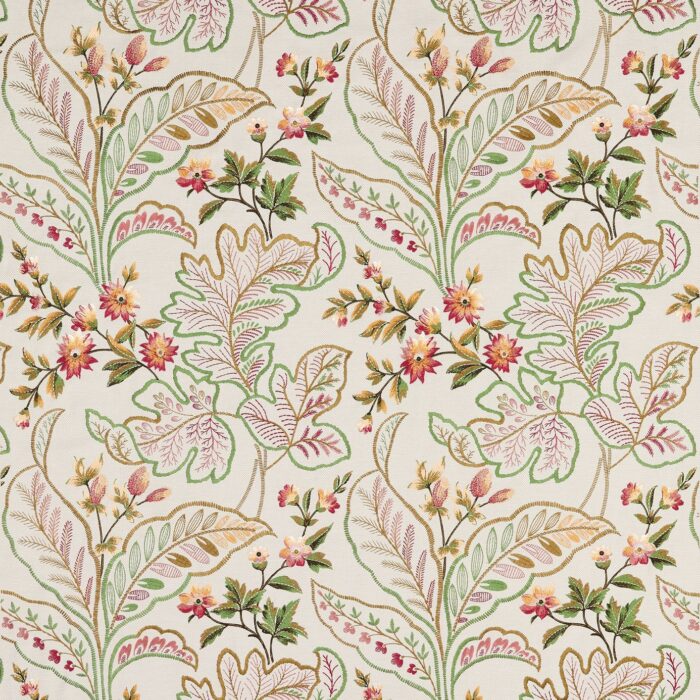 Sudbury Fabric - Green / Coral – Coral / Green swatch