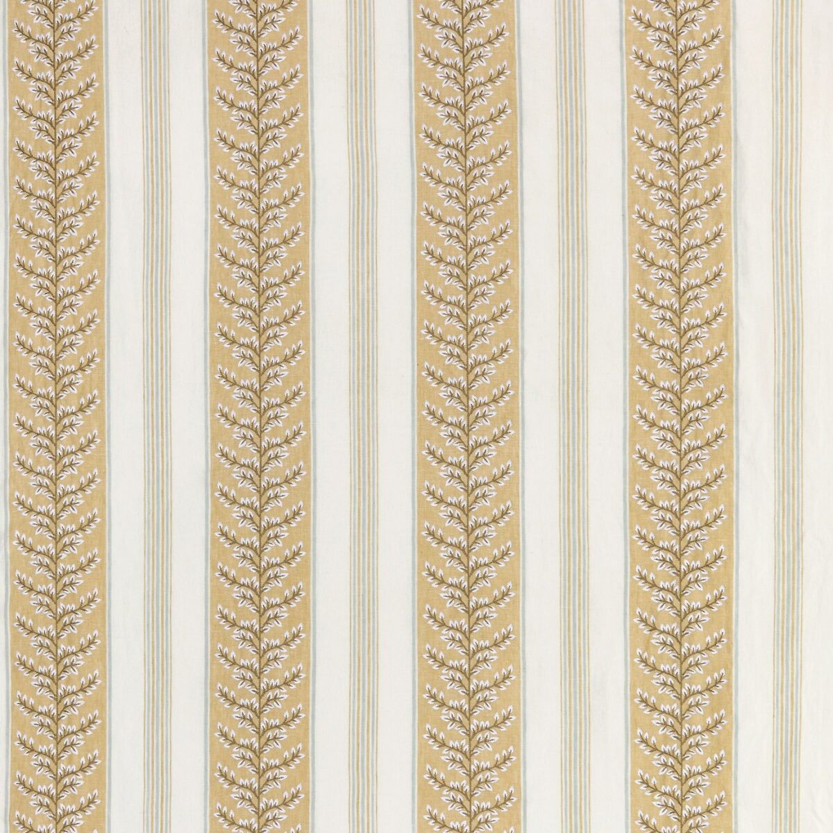 Manningtree Fabric - Ochre by yellow striped embroideried fabric from Nina Campbell