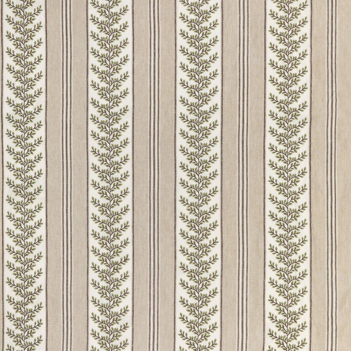 Manningtree Fabric - Ivory / Linen by neutral striped embroideried fabric from Nina Campbell