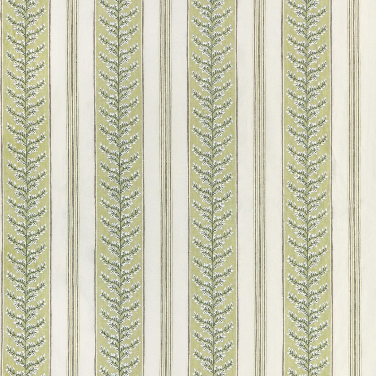 Manningtree Fabric - Green by green striped embroideried fabric from Nina Campbell