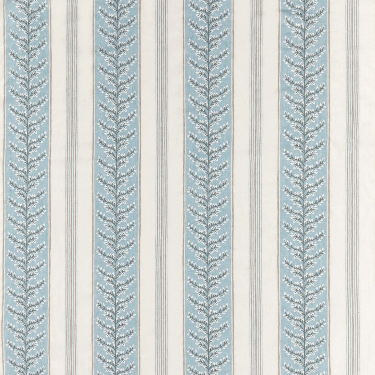 blue striped embroideried fabric from Nina Campbell