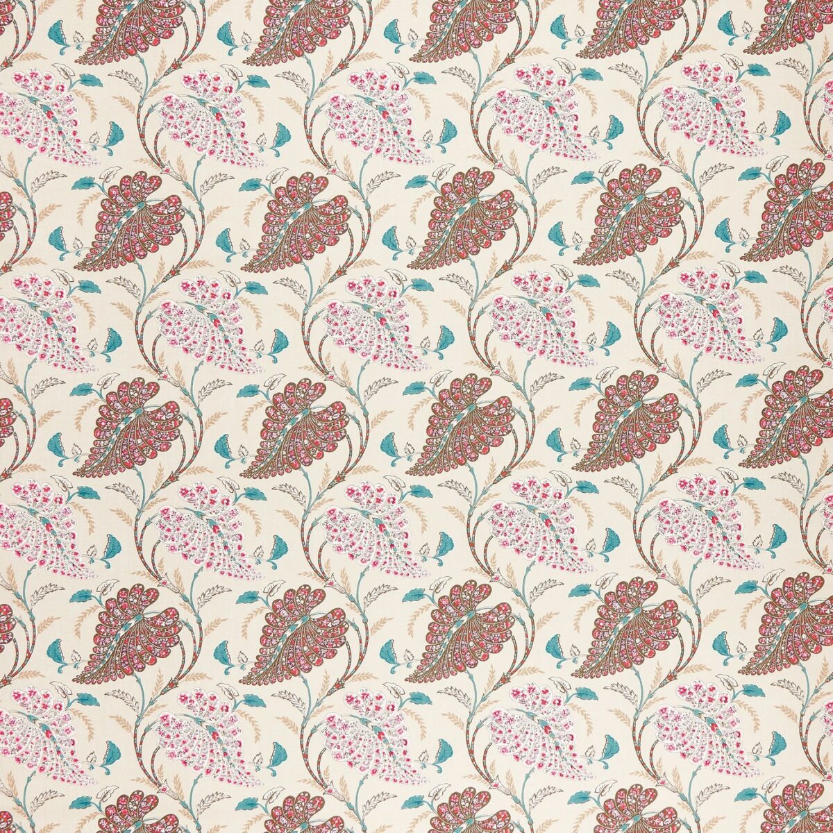 pink botanical linen fabric from Nina Campbell