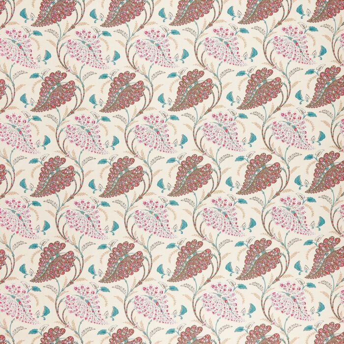 Felbrigg Fabric - Linen / Teal  / Chocolate – Linen / Teal / Chocolate swatch