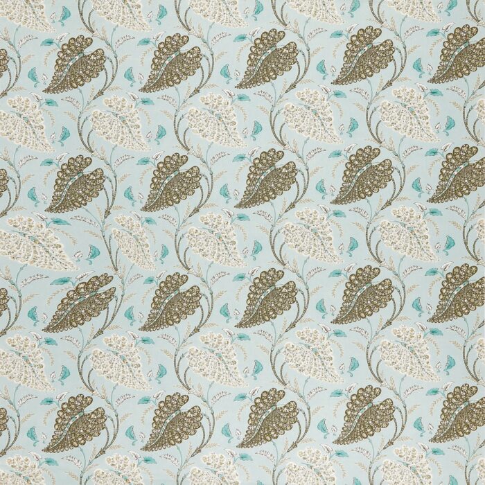 Felbrigg Fabric - Aqua / Ochre  / Chocolate – Aqua / Ochre / Chocolate swatch