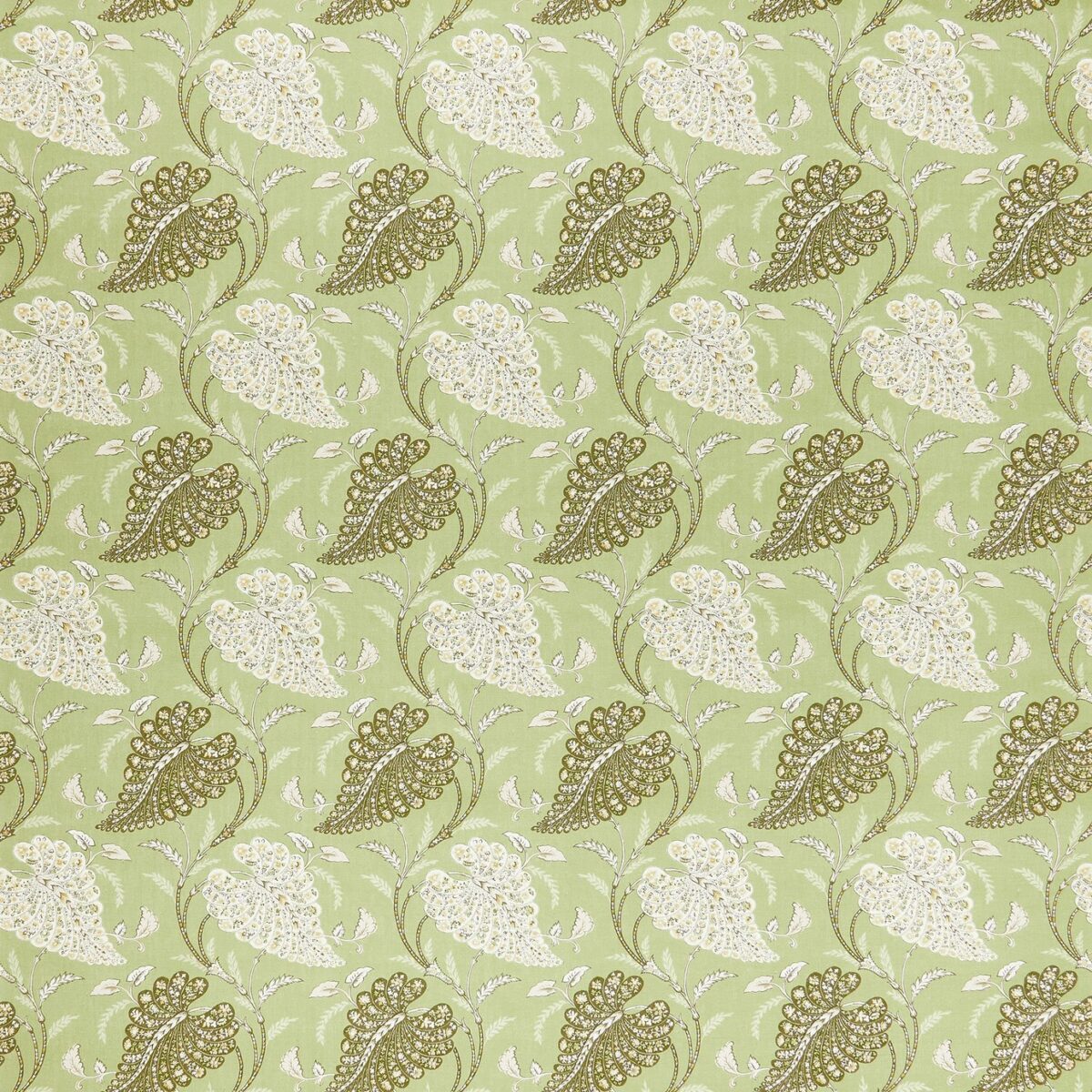 Felbrigg Fabric - Sage / Ivory / Sepia by green botanical linen fabric from Nina Campbell