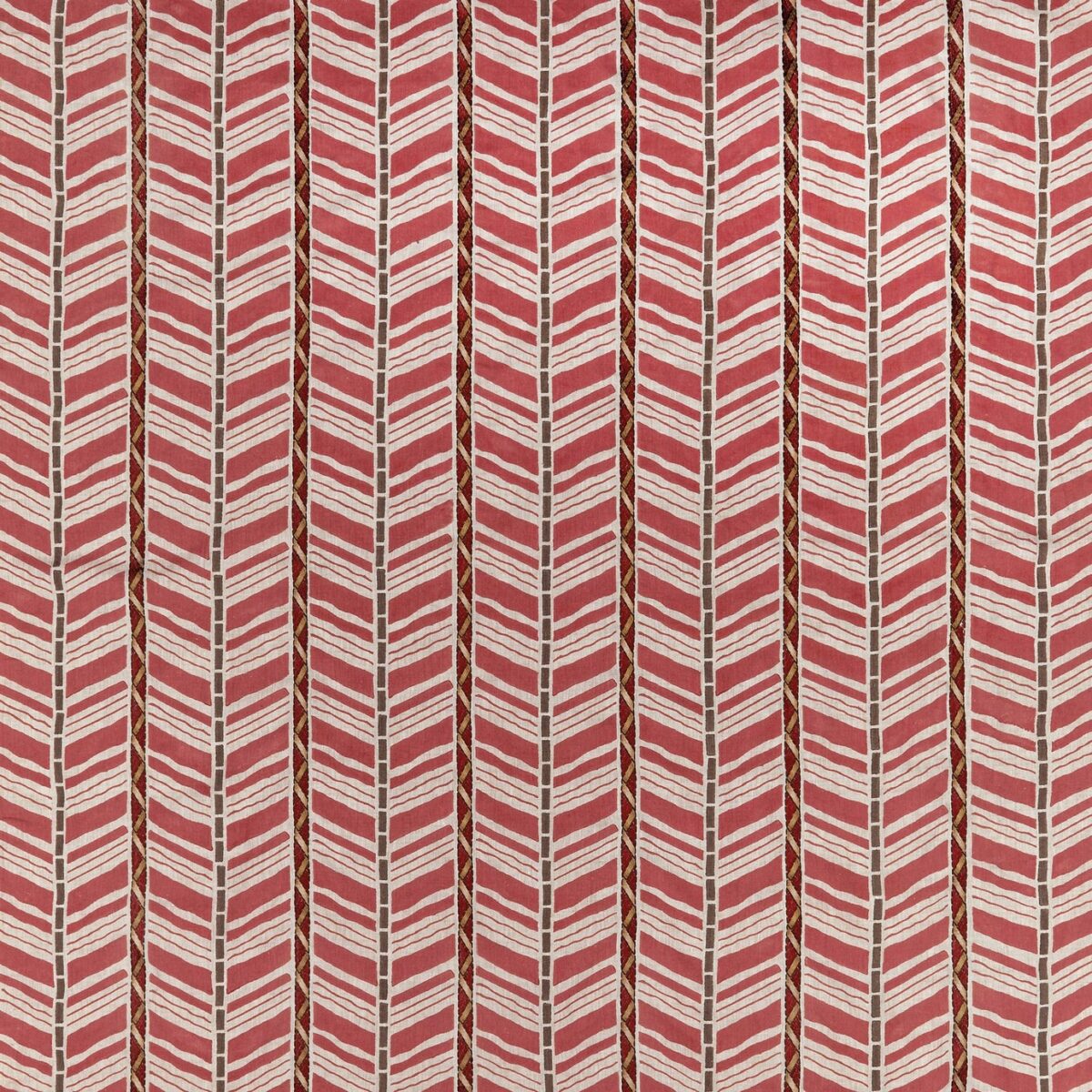 Woodbridge Stripe Fabric - Red by red striped printed fabric from Nina Campbell