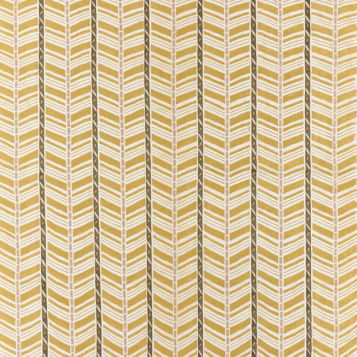 Woodbridge Stripe Fabric - Ochre by yellow striped printed fabric from Nina Campbell