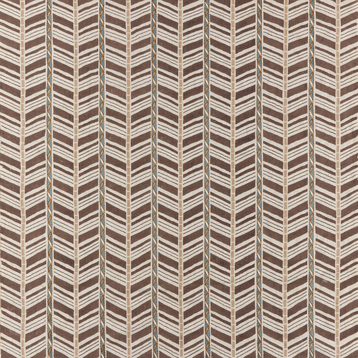 Woodbridge Stripe Fabric - Chocolate by brown striped printed fabric from Nina Campbell