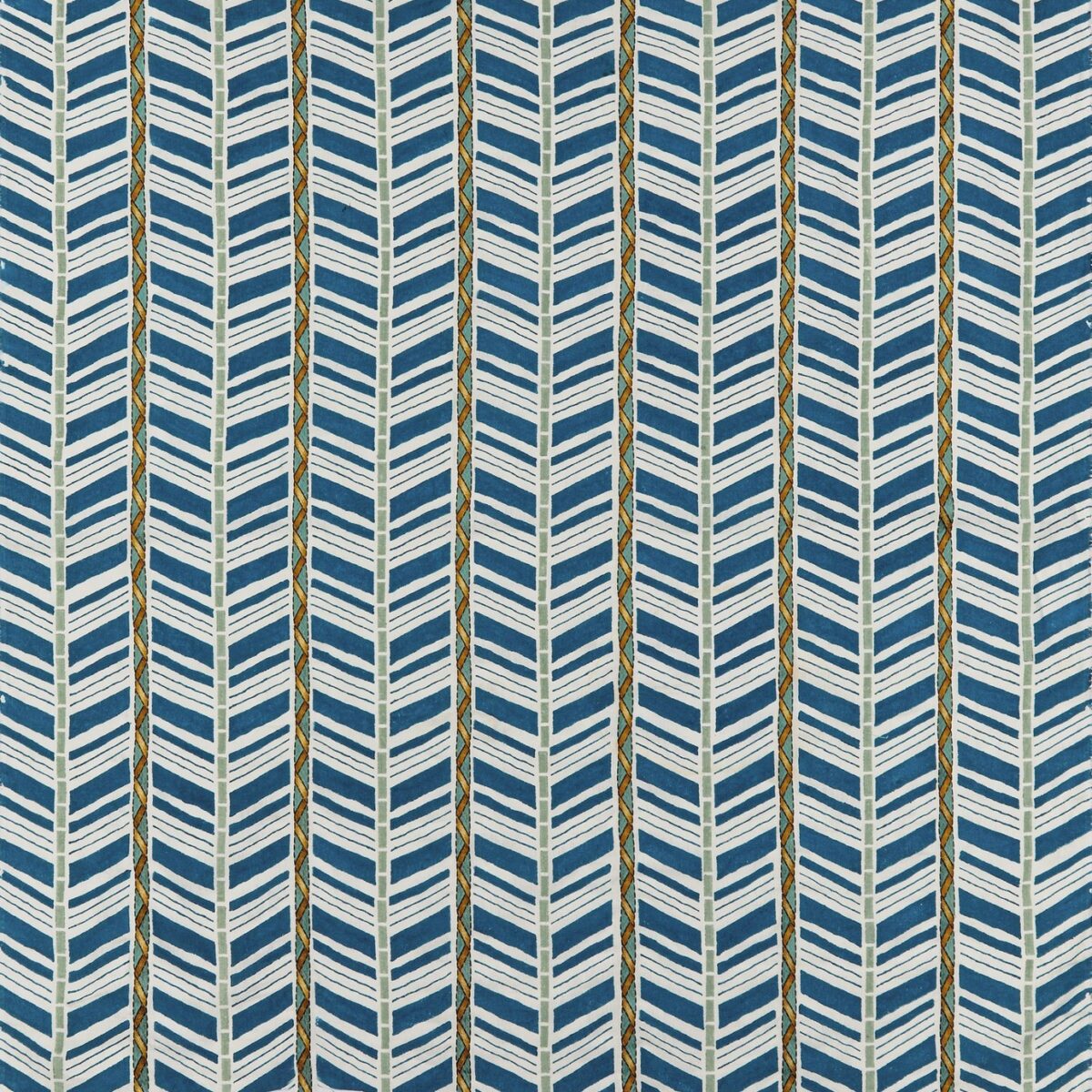Woodbridge Stripe Fabric - Indigo by blue striped printed fabric from Nina Campbell