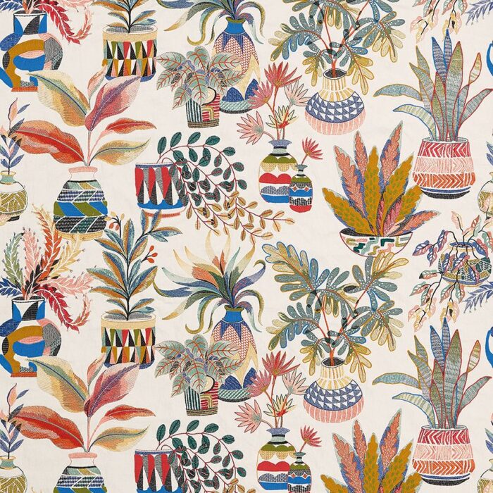 Tudeley Fabric - Coral / Ultramarine swatch