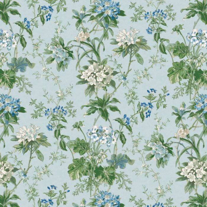 Somerhill Fabric - Blue / Green / White swatch