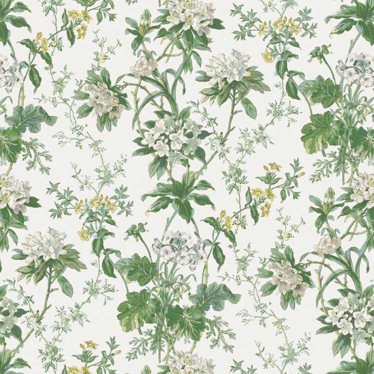 Somerhill Fabric - Green / White by green botanical printed fabric from Nina Campbell