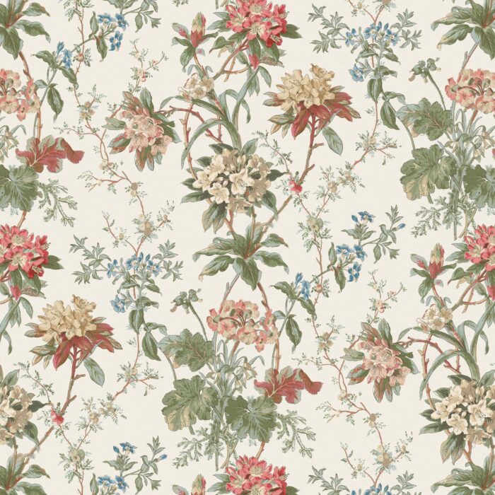 Somerhill Fabric - Coral / Eucalyptus swatch