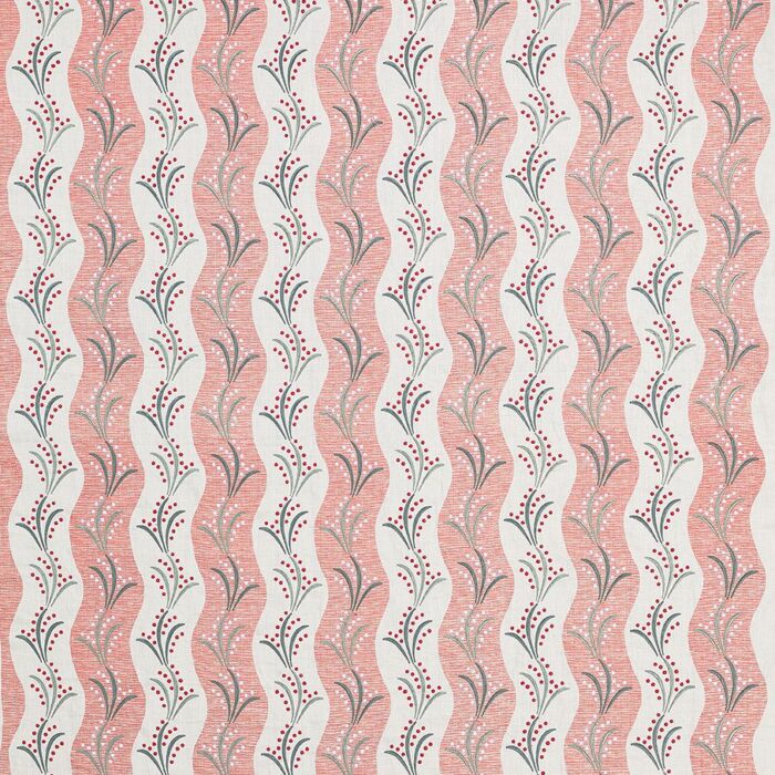 Sidney Stripe Fabric - Coral / Teal swatch