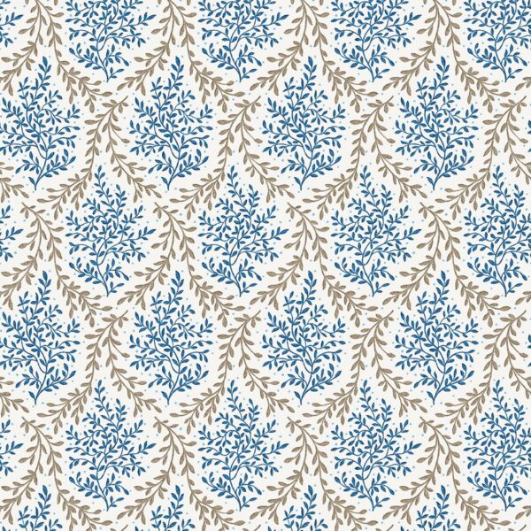 blue botanical printed fabric from Nina Campbell