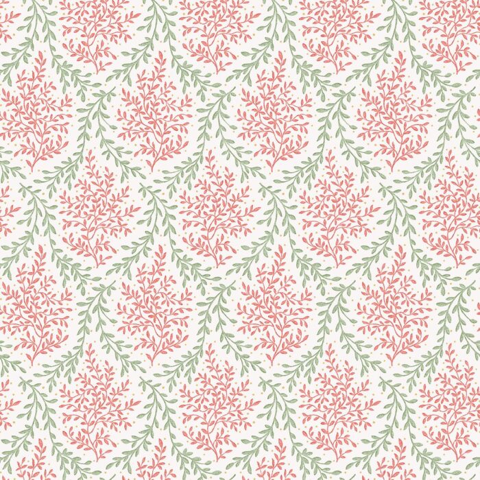 Bedgebury Fabric - Coral / Eucalyptus swatch