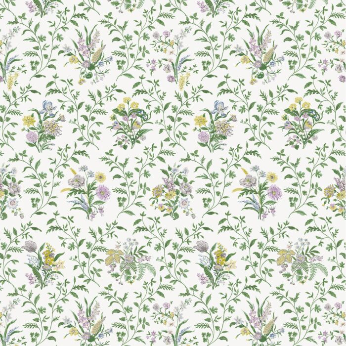 Hollingbourne Fabric - Green / Lilac swatch
