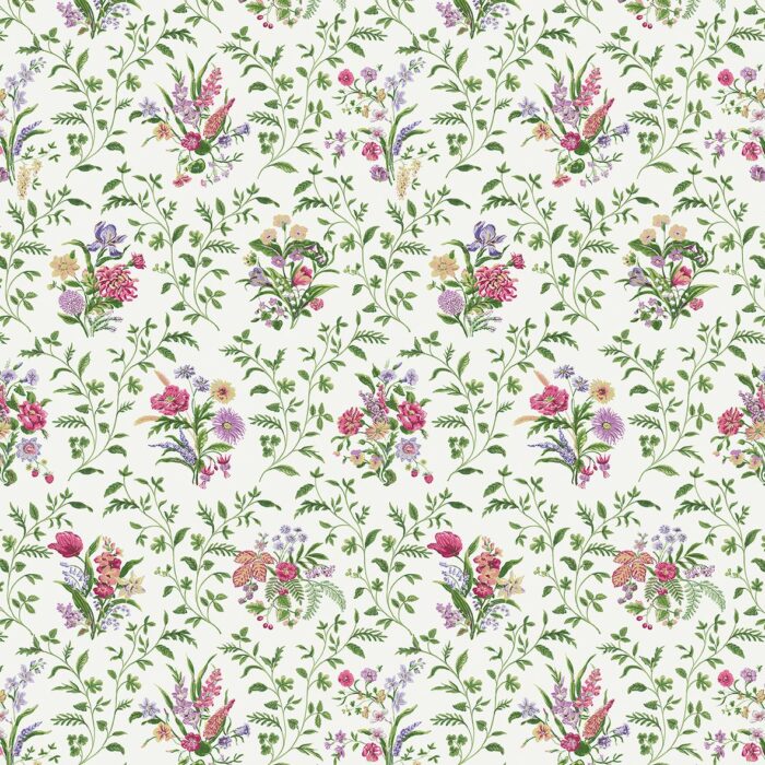 Hollingbourne Fabric - Green / Pink swatch