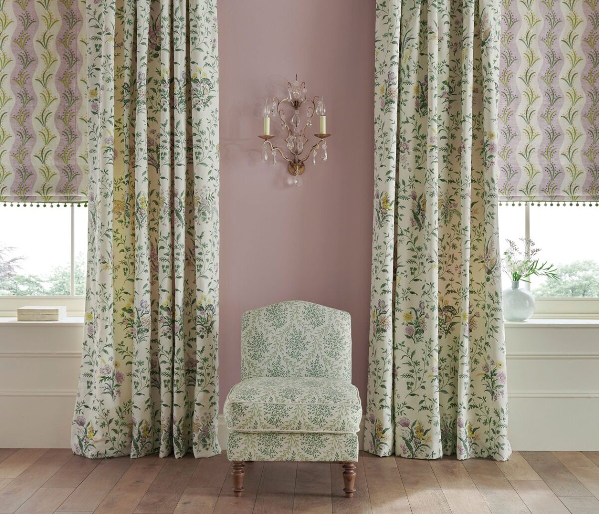 Hollingbourne Fabric - Teal / Red from