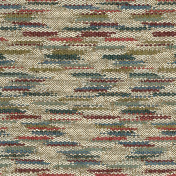 Marden Fabric - Red / Teal by multicolour contemporary woolen fabric from Nina Campbell