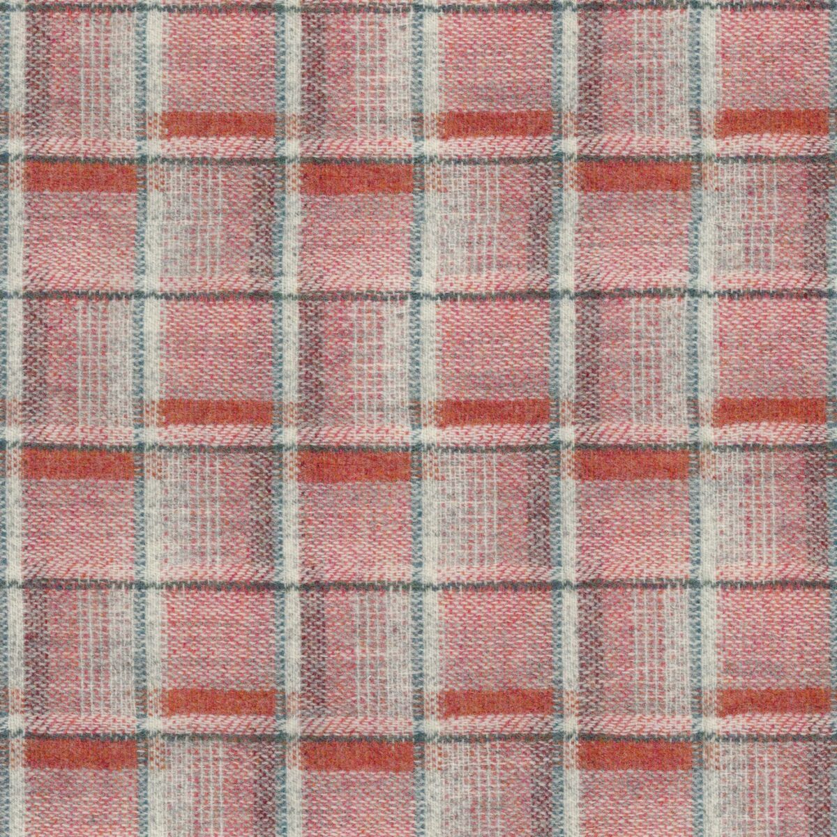 Badia Fabric - Coral by red checked woolen fabric from Osborne & Little