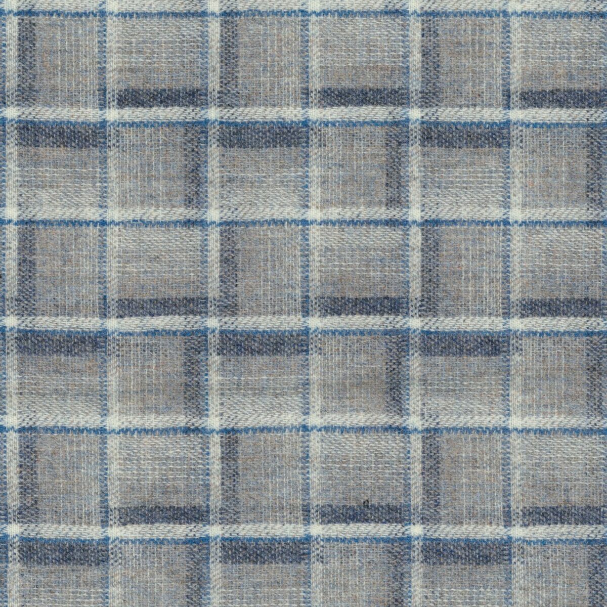 Badia Fabric - Pebble / Navy by blue checked woolen fabric from Osborne & Little