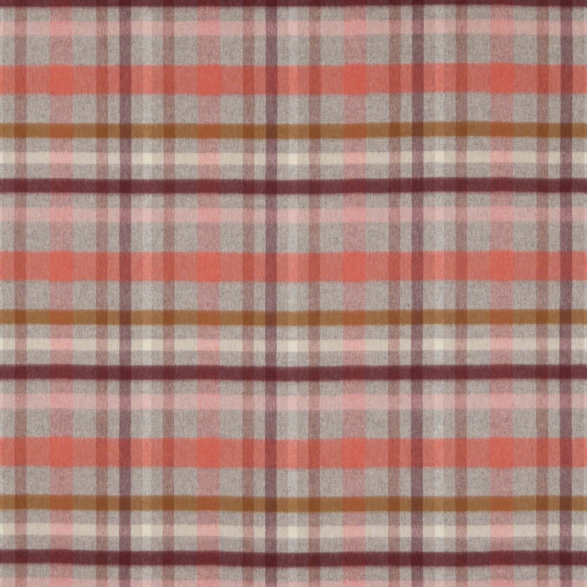 Cassiano Fabric - Coral / Plum by multicolour checked woolen fabric from Osborne & Little