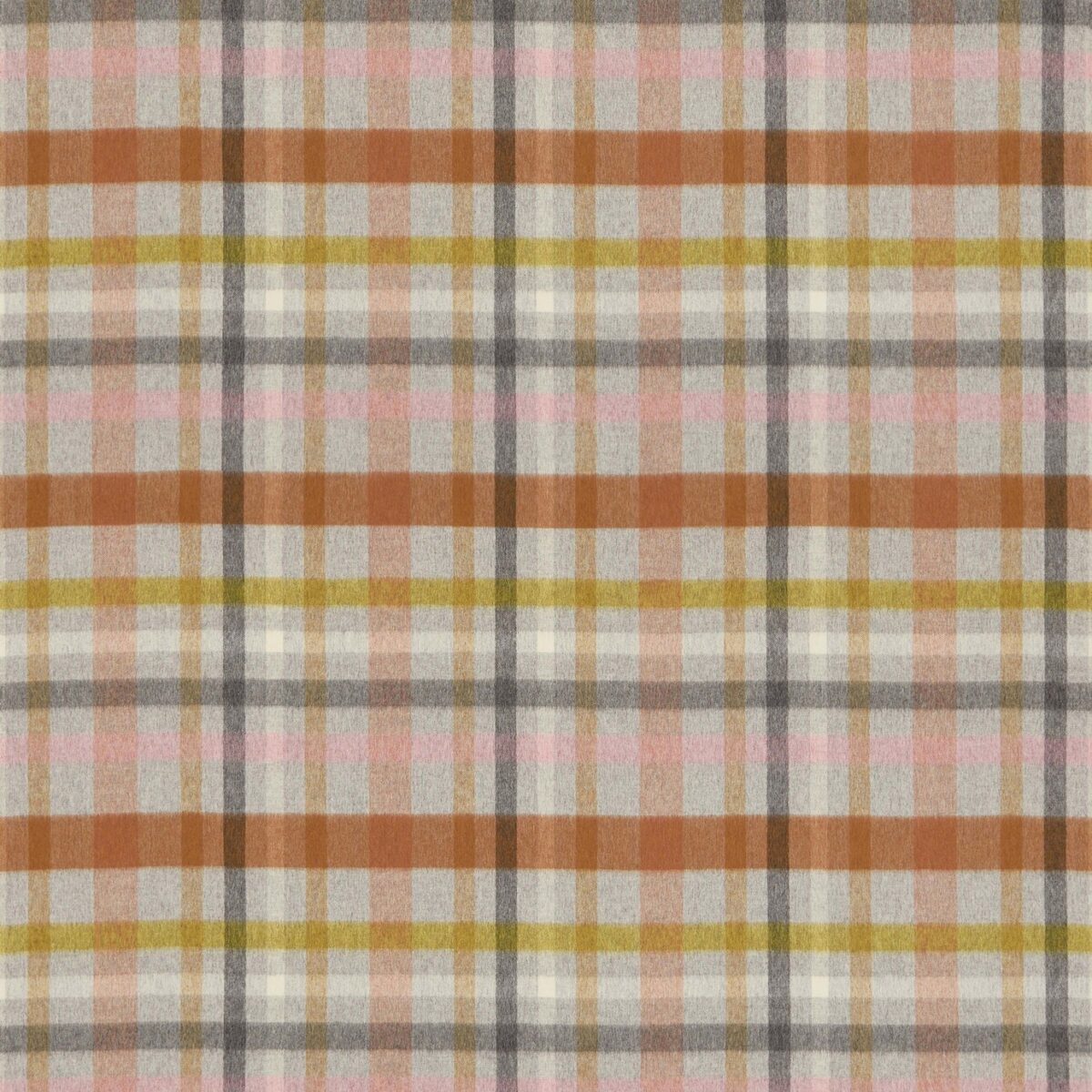 Cassiano Fabric - Blossom / Dove / Russet by multicolour checked woolen fabric from Osborne & Little