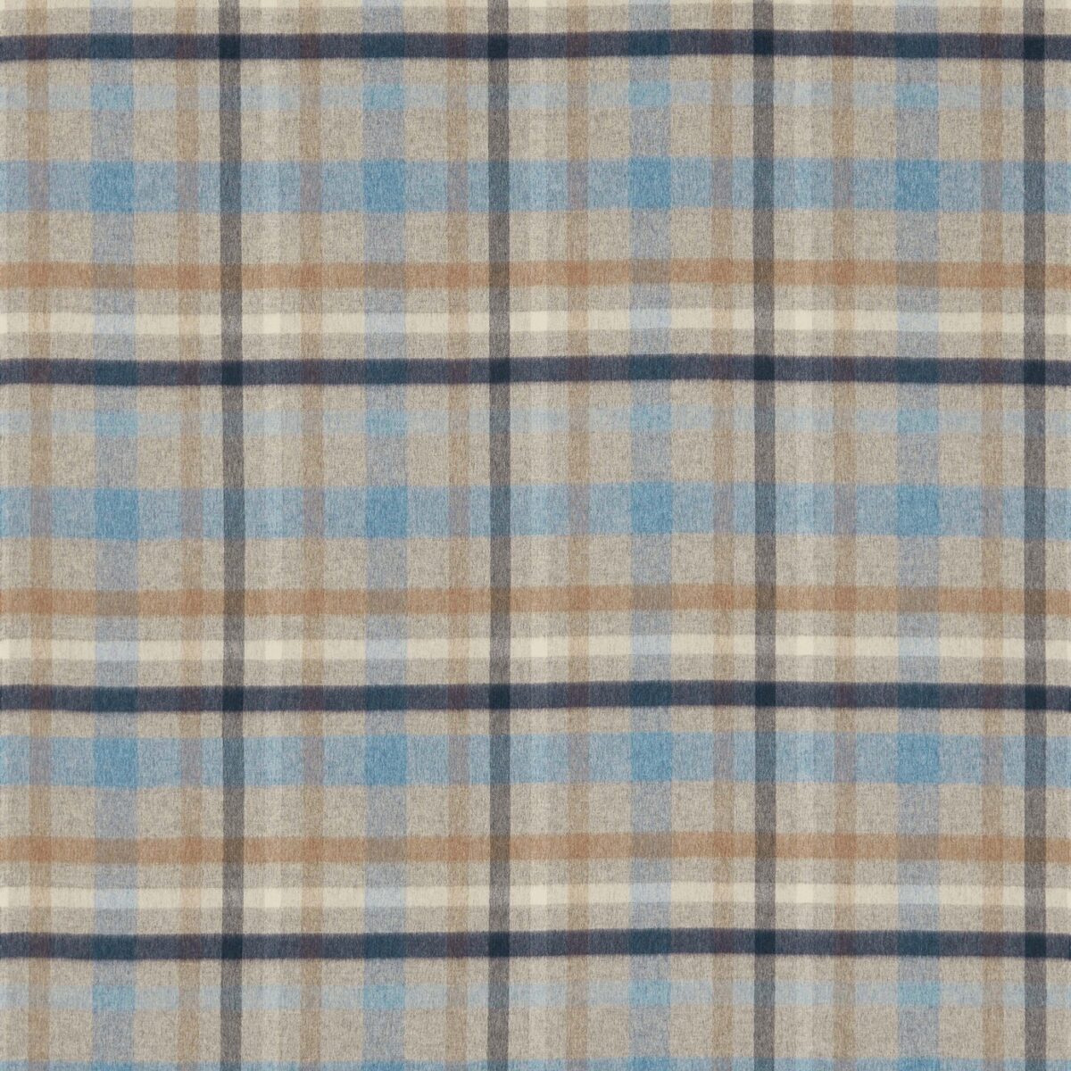 Cassiano Fabric - Navy / Ivory / Cornflower by blue checked woolen fabric from Osborne & Little