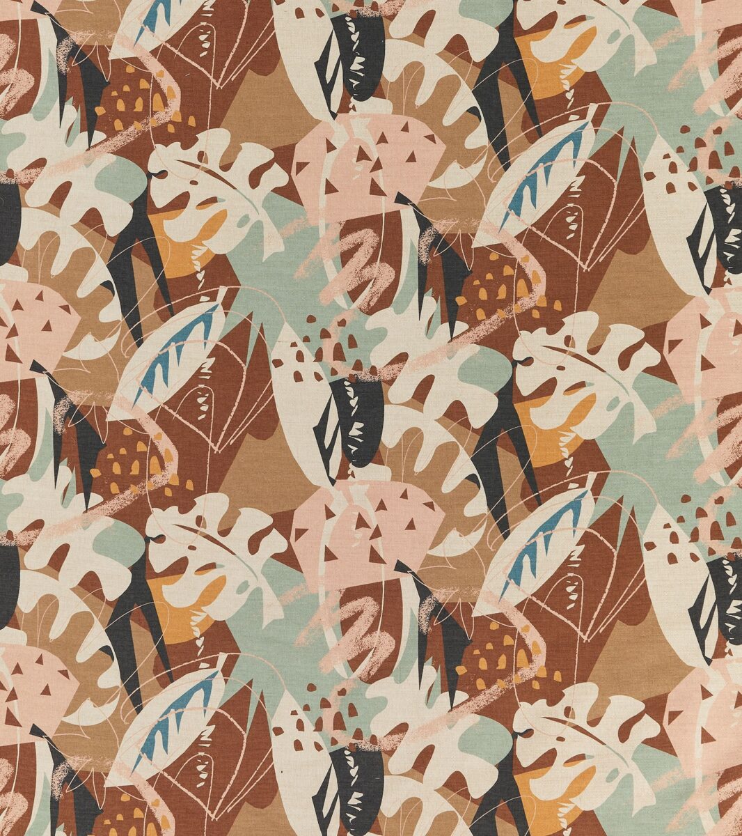 Zylina Fabric - Blush / Copper by multicolour botanical printed fabric from Osborne & Little