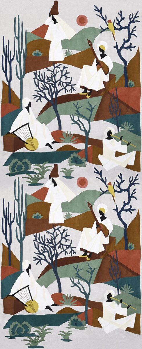 Symphonia Fabric (Sold as Panel) by multicolour contemporary embroideried fabric from Osborne & Little