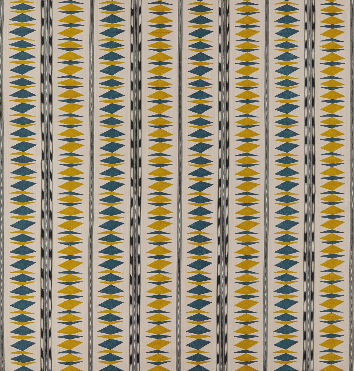 Samira Fabric - Petrol / Gold by green striped printed fabric from Osborne & Little