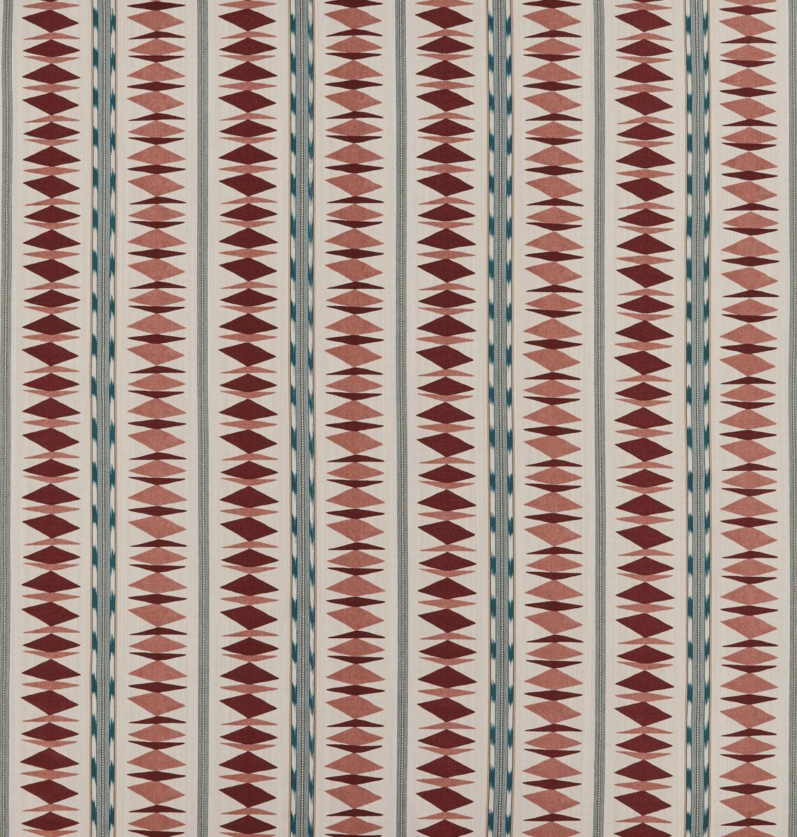Samira Fabric - Blush / Wine by orange striped printed fabric from Osborne & Little