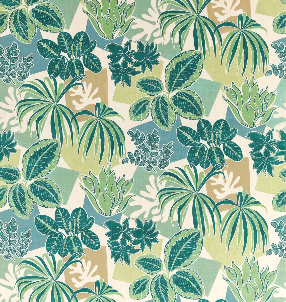 green botanical printed fabric from Osborne & Little