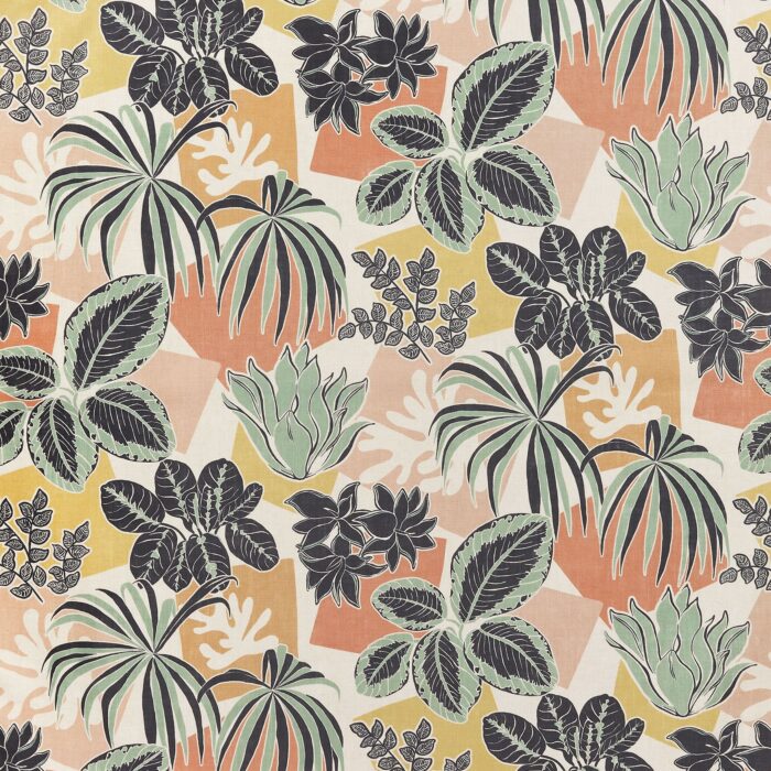 Frondoso Fabric - Blush / Ink swatch