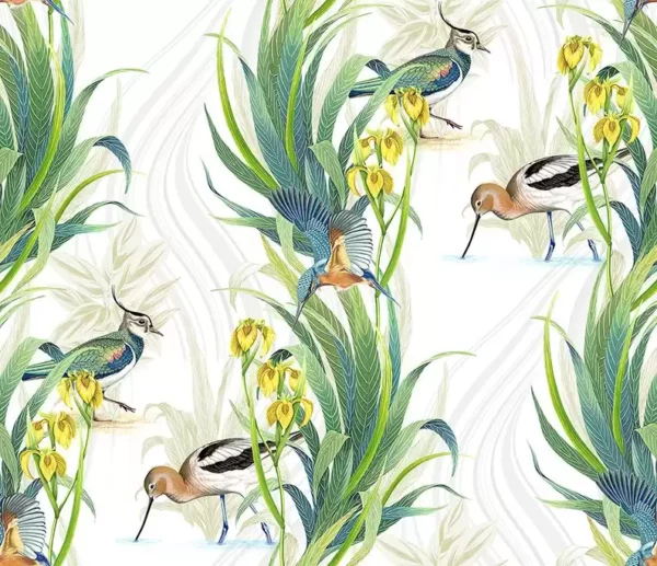 green botanical linen fabric from Osborne & Little
