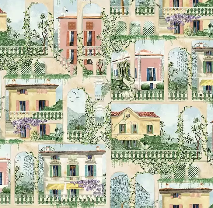 Villa Como Fabric - Terracotta swatch