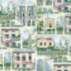 multicolour botanical linen fabric from Osborne & Little