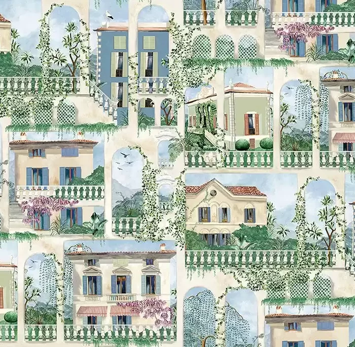 Villa Como Fabric - Azure swatch