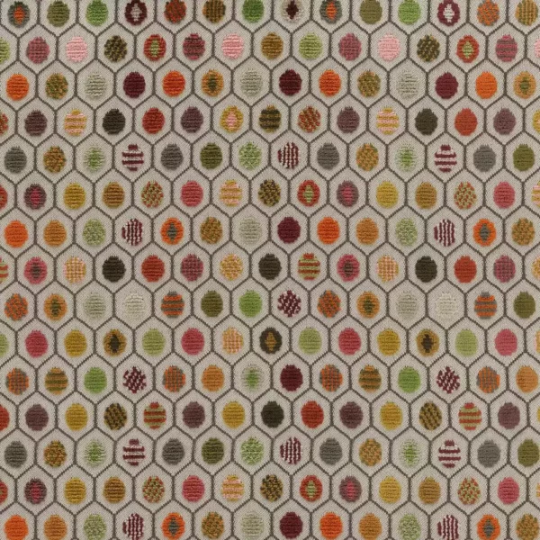 Pelangi Velvet Fabric - Rust / Olive / Mocha by multicolour geometric velvet-chenille fabric from Osborne & Little