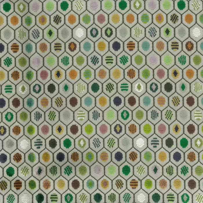 Pelangi Velvet Fabric - Leaf /  Amber / Steel – Leaf / Amber / Steel swatch