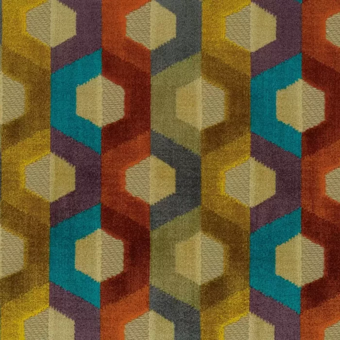Favo Fabric - Terracotta /  Gold / Petrol – Terracotta / Gold / Petrol swatch